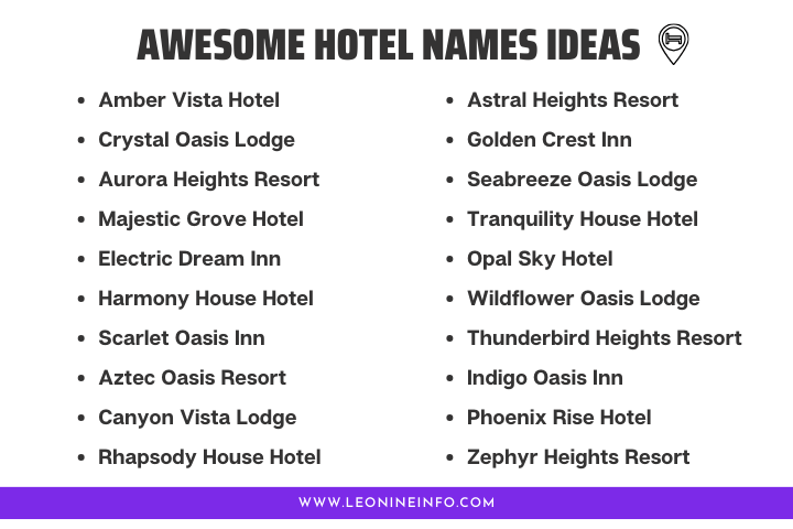 Awesome hotel names ideas for spa resorts 