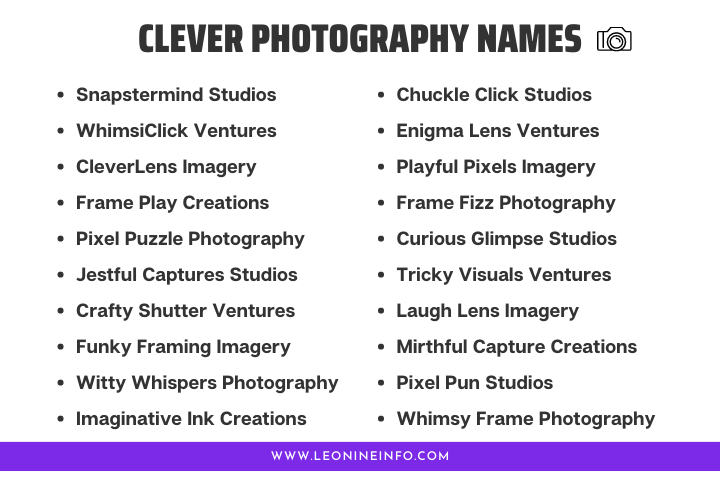 Clever Photography Names for Creative Entrepreneurs 