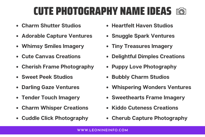 Cute Photography Name Ideas for Playful Brands 