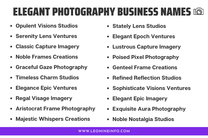 Elegant Photography Business Names for Timeless Shots 