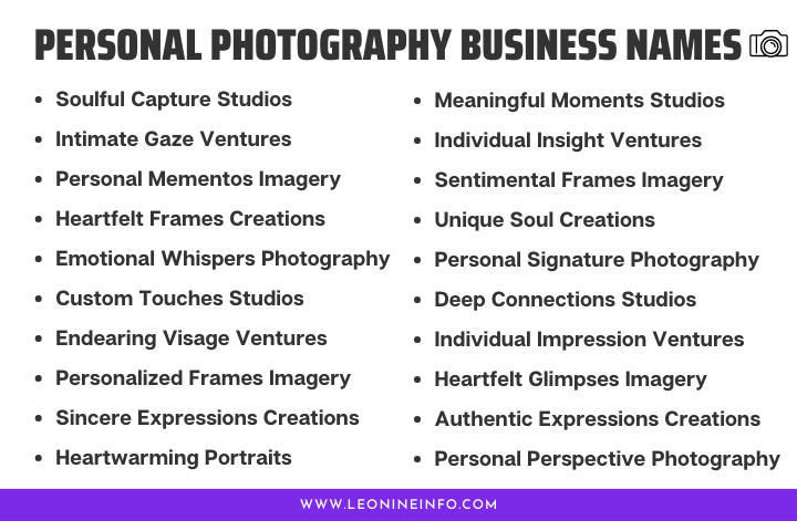 Personal Photography Business Names Reflecting Your Style 
