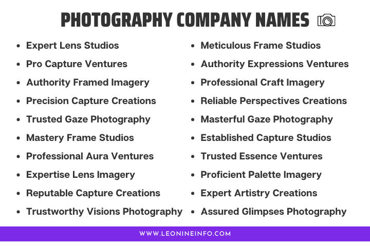 Inspiring Photography Company Names for Artistic Ventures 
