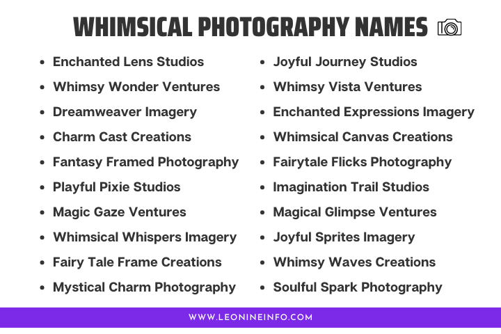 Whimsical Photography Names for Dreamy Moments 